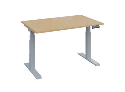 Fleximax 28-12 výškově nastavitelný stůl, kovová podnož stříbrná, deska 25 mm, široký 1200 mm, javor horský